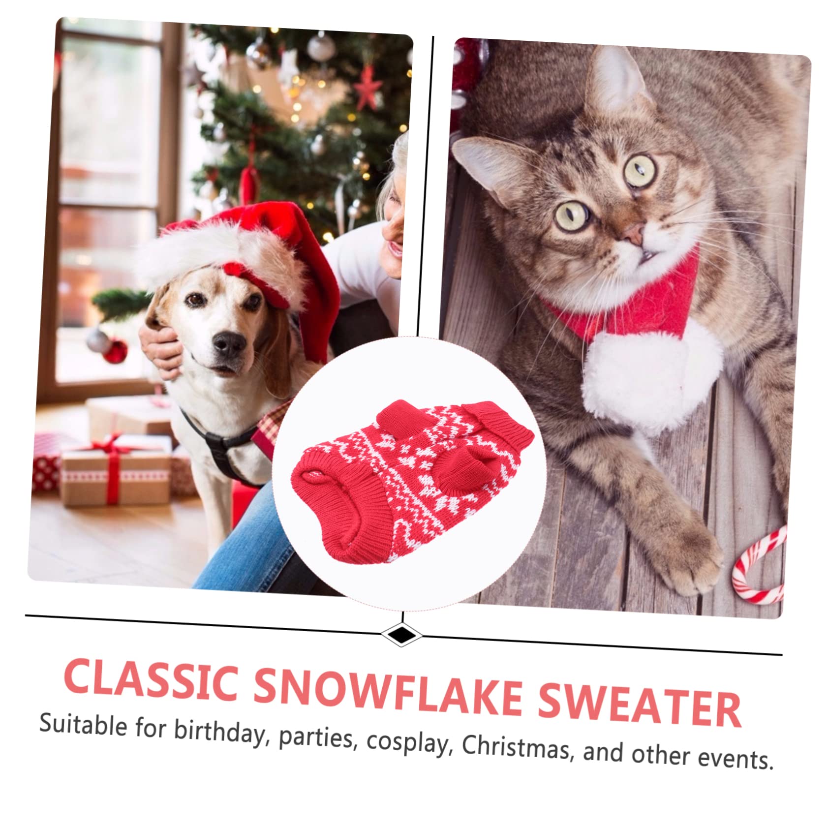 FRCOLOR 2pezzi Maglione per Cani con Motivo Fiocco di Cappotto Invernale per Animali Domestici Abbigliamento Natalizio per Feste Rosso Facile da Indossare e Lavare Materiale Elastico e