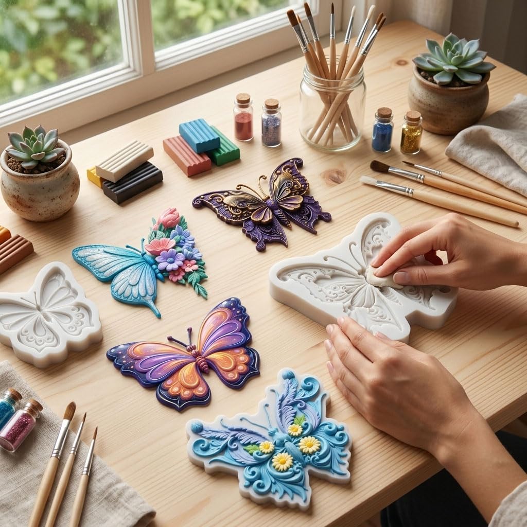 Butterfly Polymer Clay Molds Butterfly Silicone Mold Set of 4