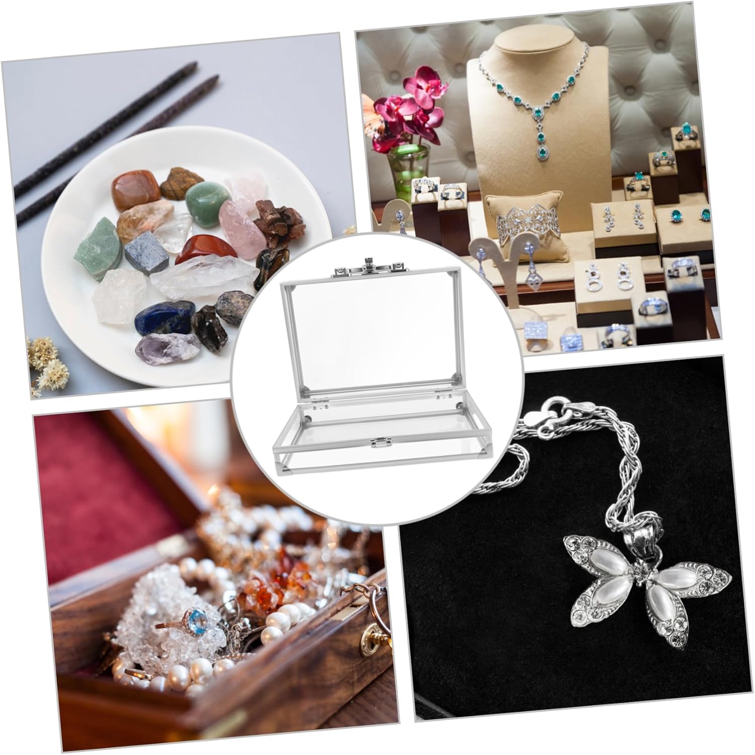 Cosmetic Storage Box Display Case Aluminum Alloy Frame Jewelry Showcase Locking Mechanism