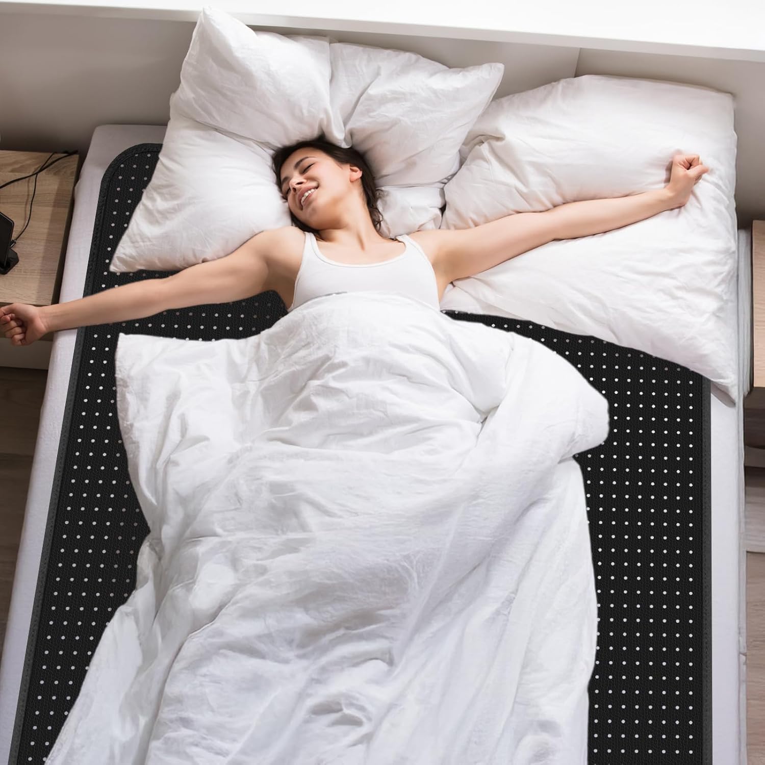 Grounding Mat for Bed, 27x78 Inch Grounding Pad for Bed with Grounding Tester Pen, Earth Mat Sleep Mat Mattress Pad for Better Sleep