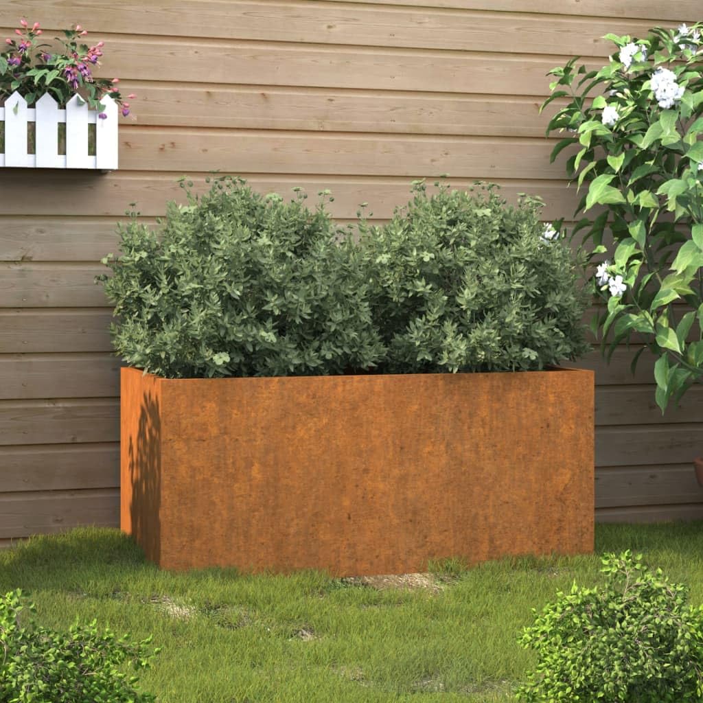 vidaXL Jardinière, Pot de Fleurs de Jardin, Bac à Plantes de Terrasse, Boîte de Plantation d'Extérieur pour Légumes Herbes, Acier Corten