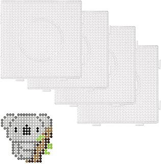 4 Pcs Beads Pegboard,5 mm Fuse Beads Boards Large Round Square Clear Plastic Pegboards, Peg Boards, Square Bead Pegboards, Plastic Fuse Beads Pegboards, Large Square Clear Plastic Bead Boards