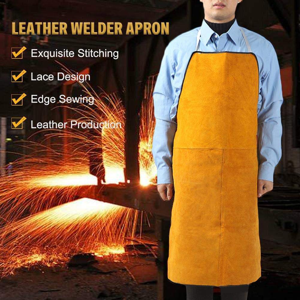 Tablier De Soudeur Tablier De Travail en Cuir pour Homme Femme, Anti-fouling Prévention Incendie pour Le Soudage Électrique La Métallurgie Usinage