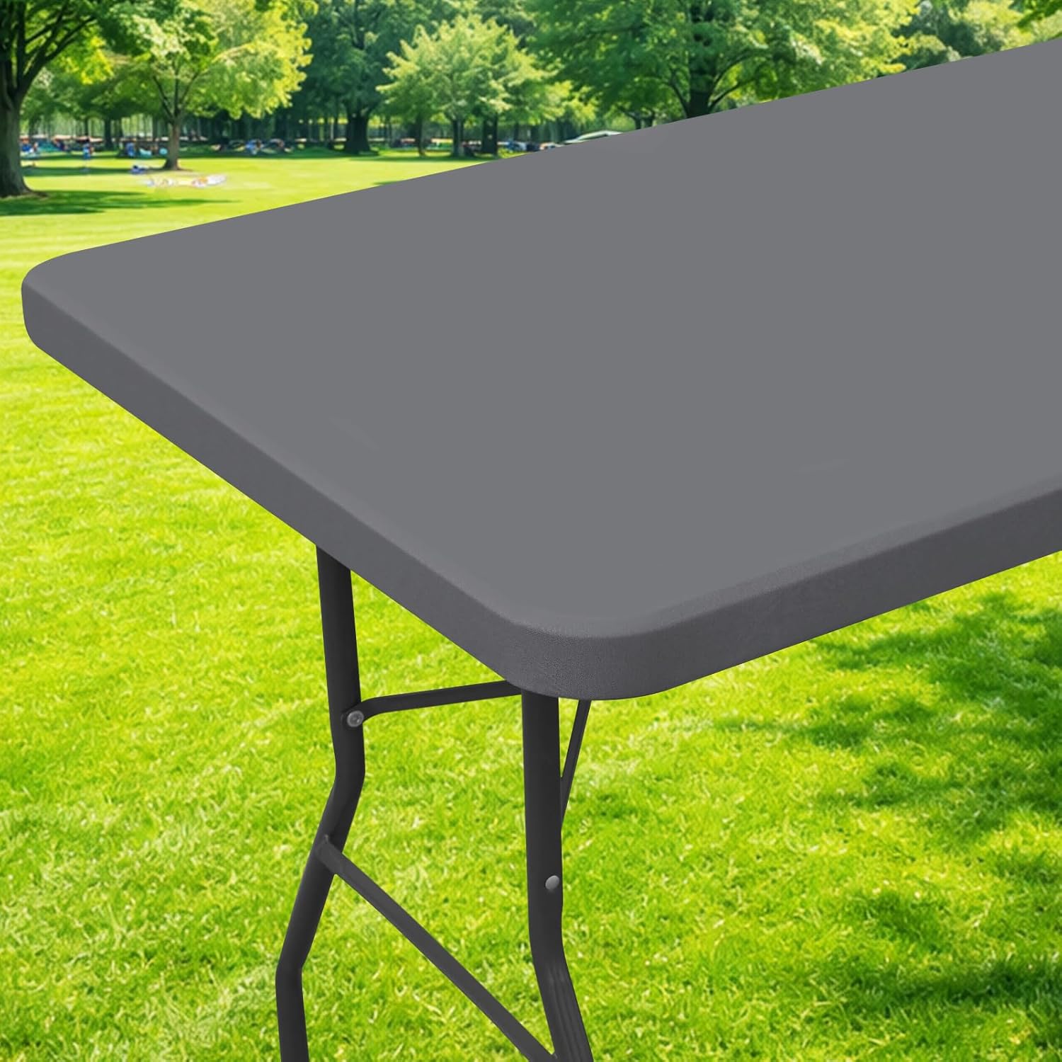 Moosfor Spandex 6 Foot Rectangle Table Cloth, Elastic Fitted Tablecloths for Picnic, Stretch Washable Patio Table Cover for Outdoor, Camping, Banquet and Parties (Grey, 36"x72")