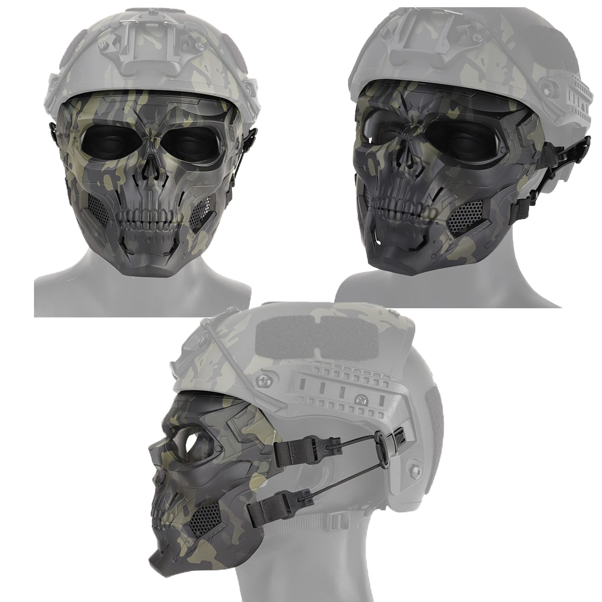 Maschera Softair Tattico Maschera Protettiva Skull Messenger Maschera per Halloween Caccia Paintball CS Wargame