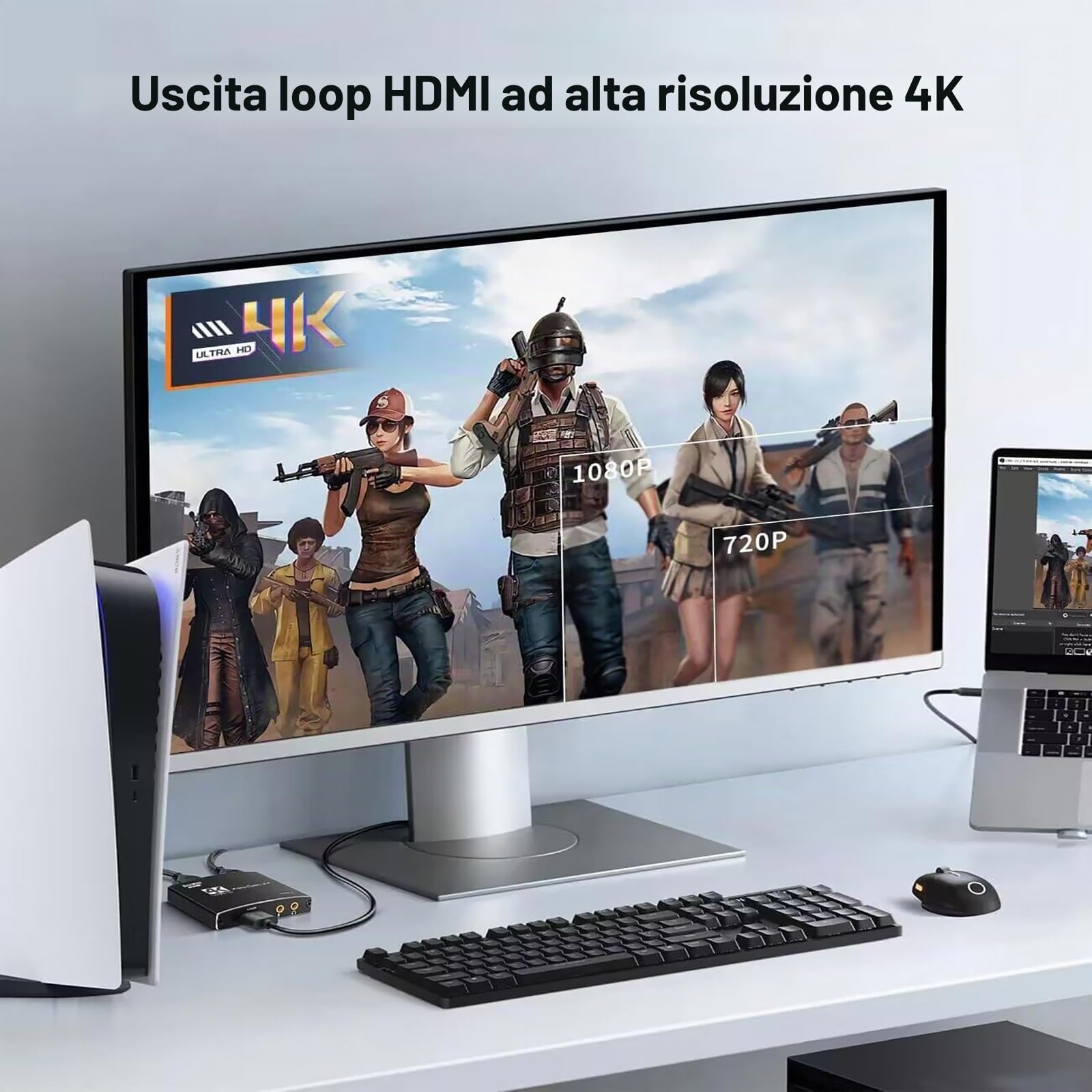 Scheda di acquisizione HDMI 4K per streaming USB 3.0 Audio Video Scheda di acquisizione Full HD 1080P 60FPS, Registratore di giochi per gaming/Live Streaming/Videoconferenza