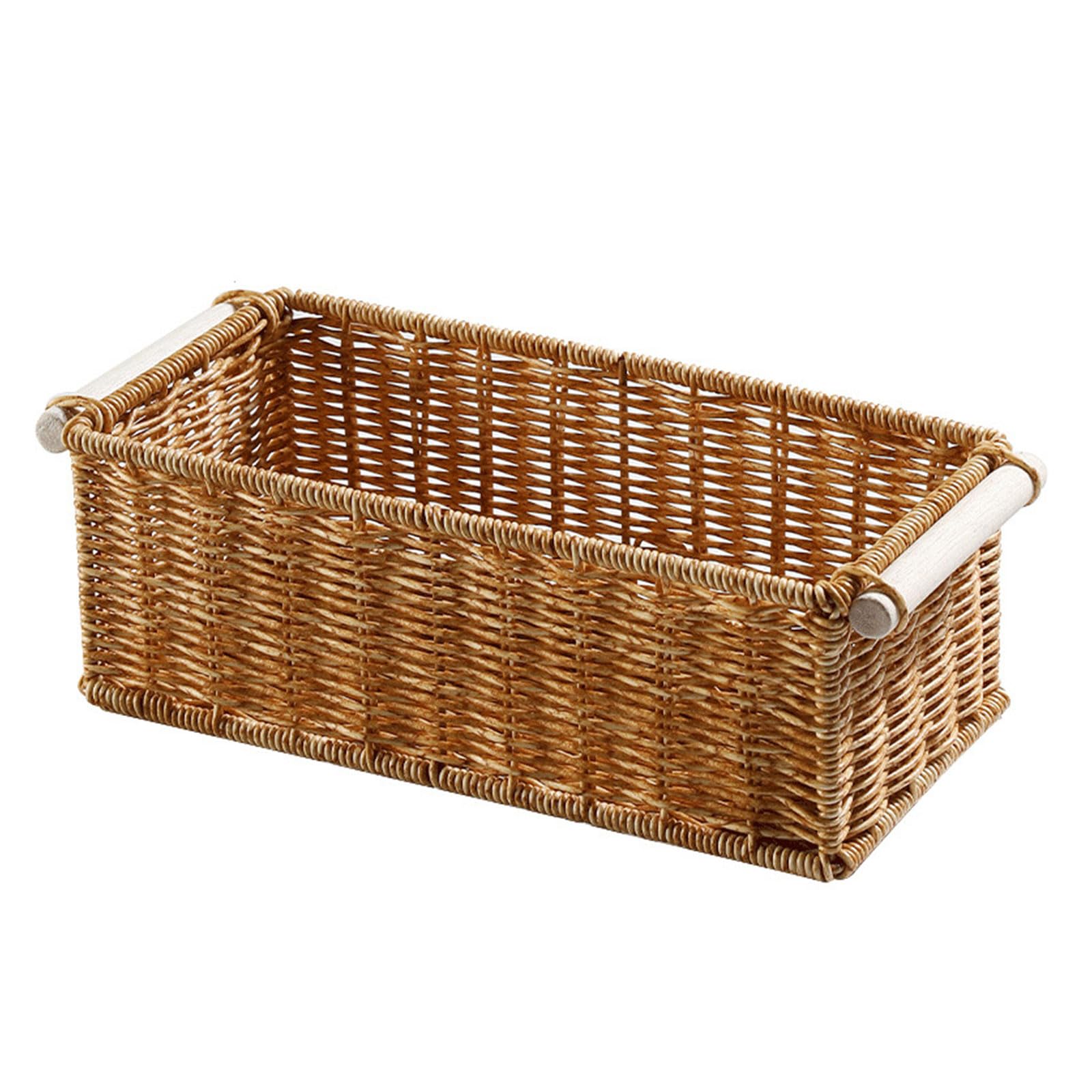 Multipurpose Woven Storage Basket Set, Decorative Imitation Rattan Baskets, Space Saving Desk Organizer & Bathroom Toilet Tank Bins for Home