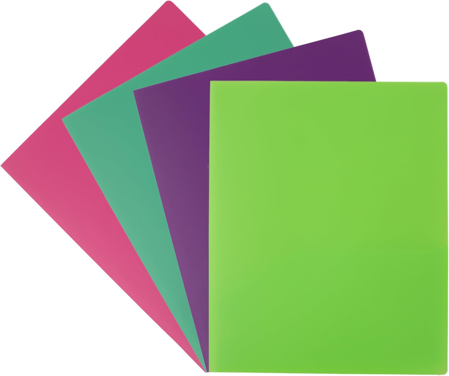 Emraw Laminated Fashion Neon Colors 2 Pocket Poly File Portfolio Folder – Used for Papers, Loose-Leafs, Business Cards, Compact Discs, Etc. (4-Pack)