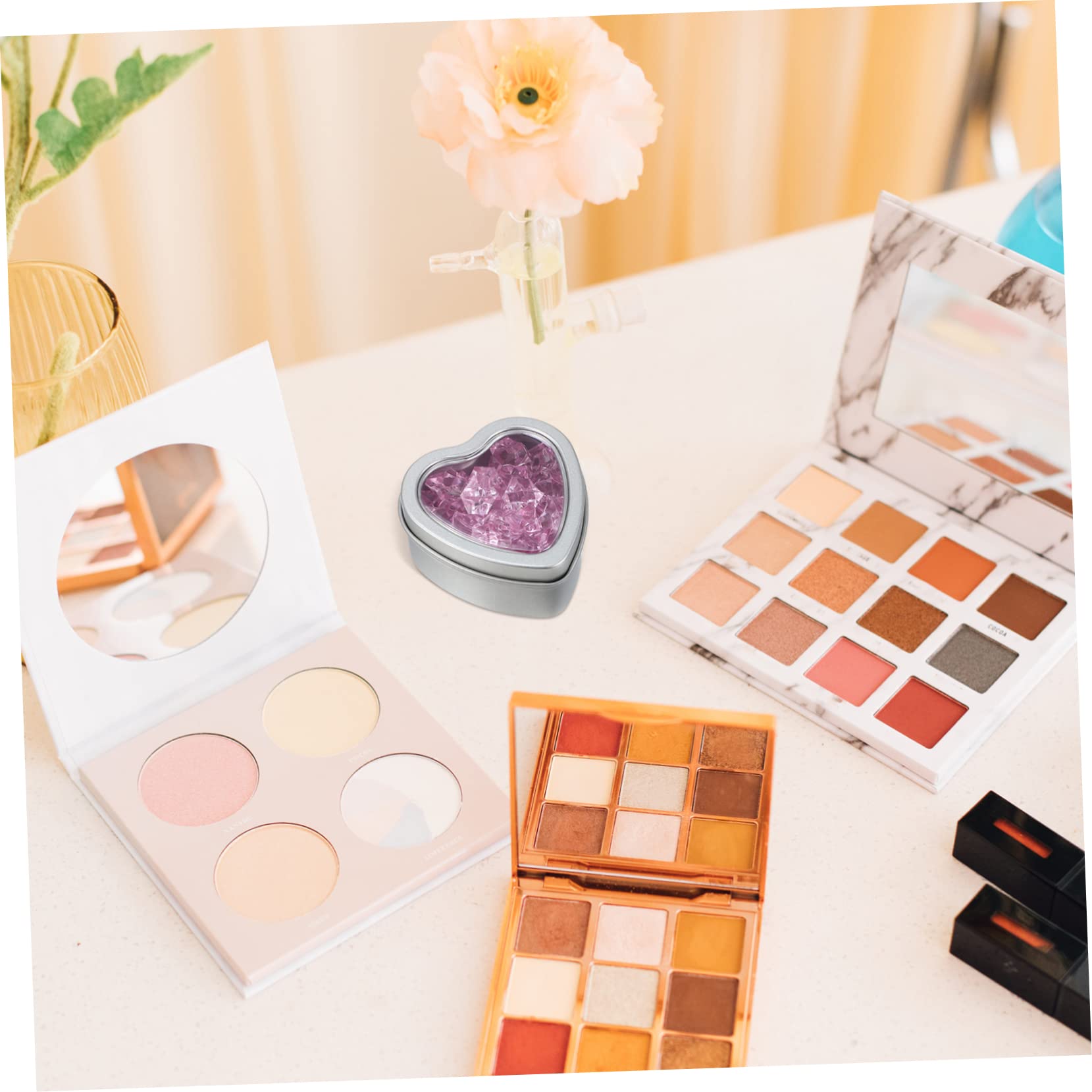 HOODANCOS 12 Pcs Heart Shape Box with Window Valentine Tin Cans for Candle Making Candy Display Small Present Storage