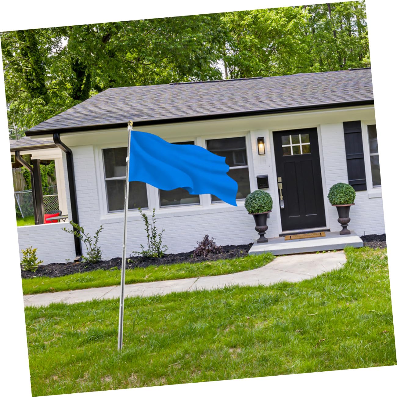 SHINEOFI 2 Stück Rostfreie Edelstahl Flaggenhalter aus 1,8m Veranda Fahnenmast mit Drehbarem Ring Wetterfeste Gartendeko für Outdoor Party und Rennen