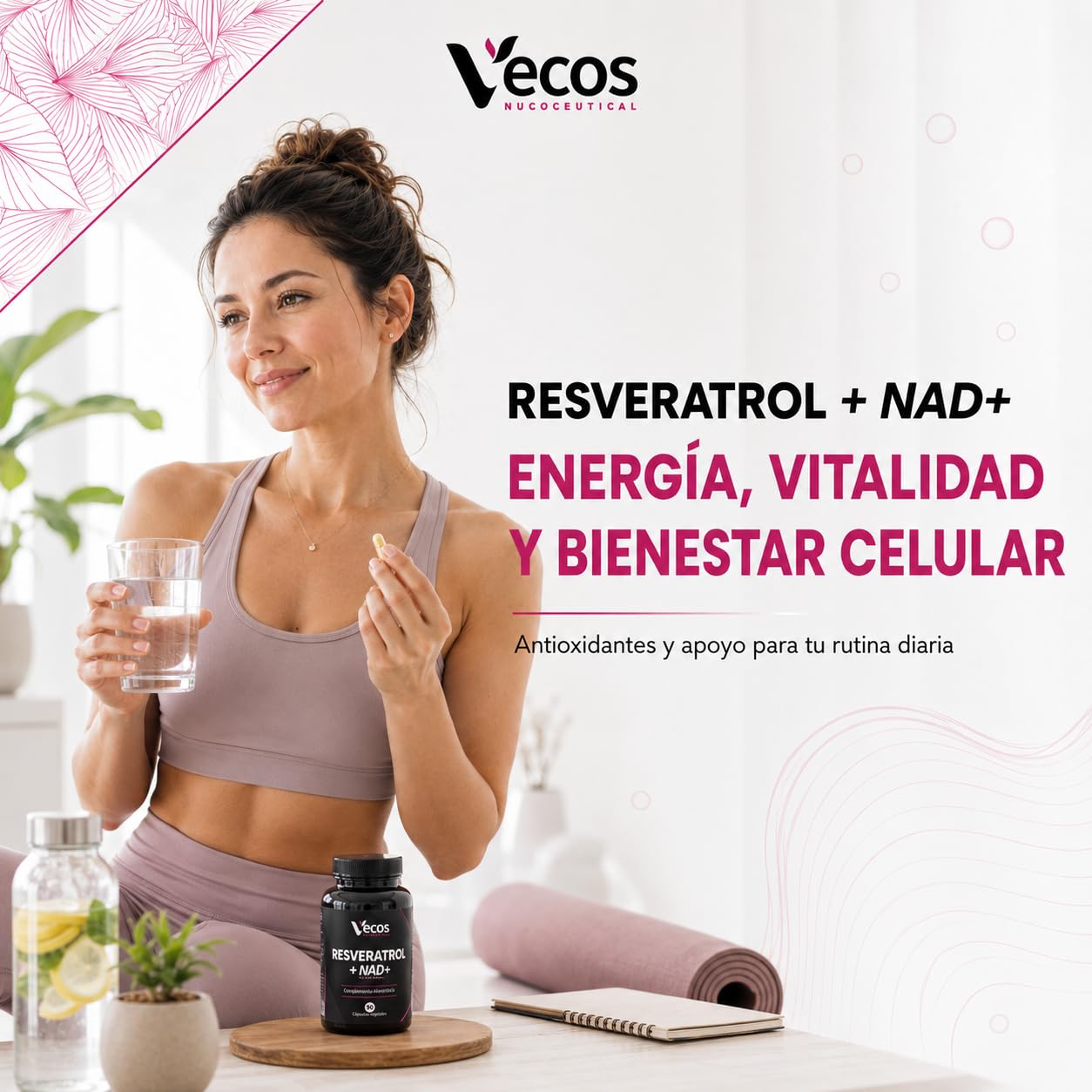Resveratrol con NAD+, Quercetina y Bioperine – Energía Celular y Antioxidante Avanzado – 90 Cápsulas Veganas (180 Cápsulas (2 Botes))
