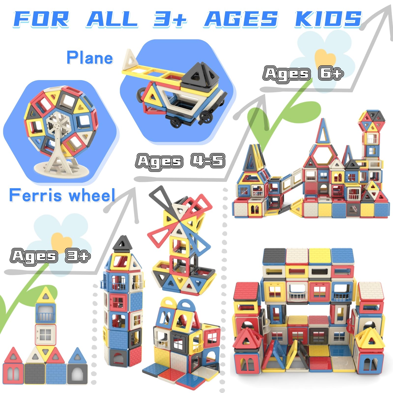ASOK Mini Size 169PCS Magnetic Building Blocks Educational STEM Construction Kids Toys for 3+ 4 5 6 7 8 Boys Girls - Image 3