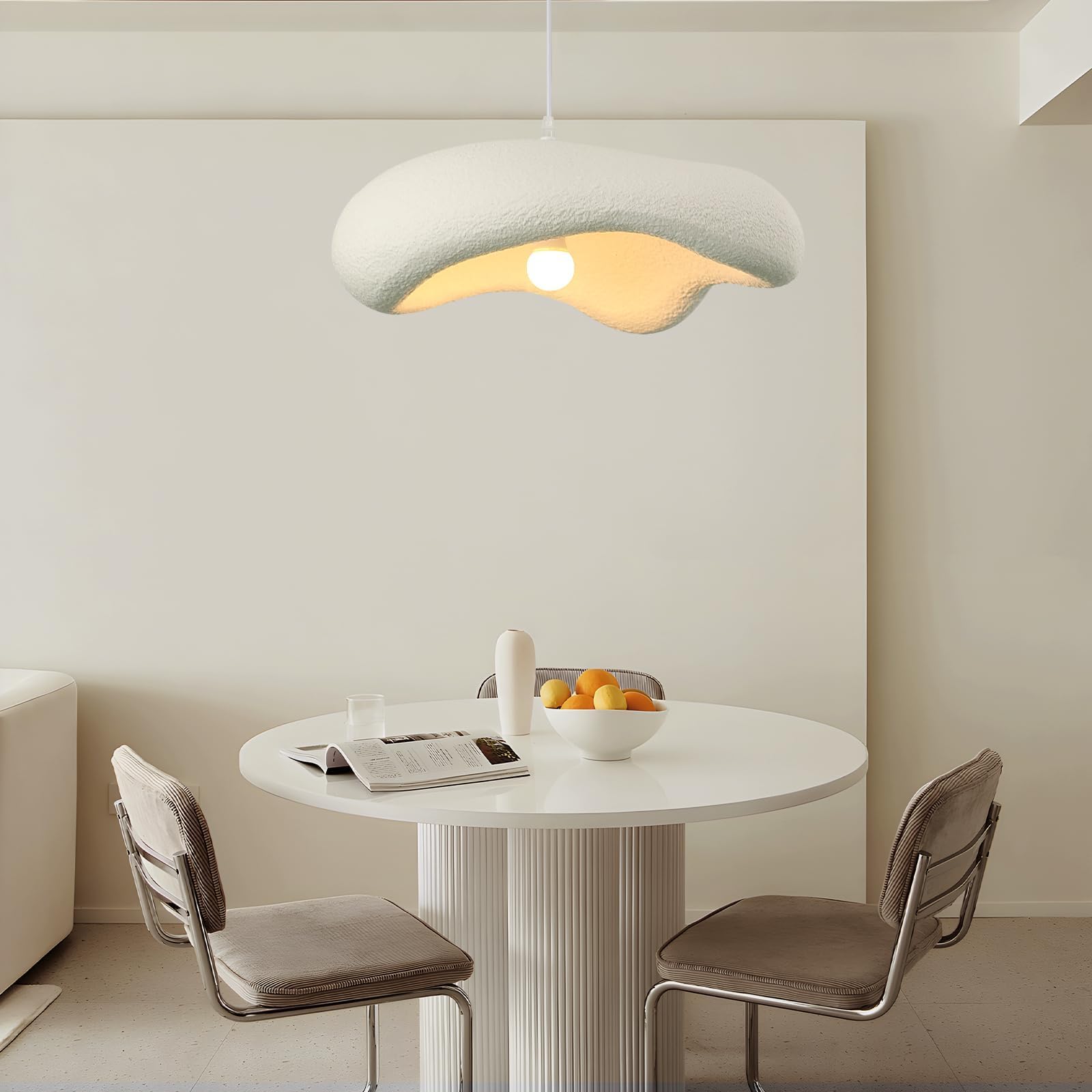 Lampadario A Sospensione Wabi-Sabi,Moderno Lampadario Camera Da Letto Paralume Bianco,Nordico Lampada A Sospensione Come Nuvole Irregolari,Lampadari Soggiorno,Cucina,Corridoio,E27 50CM