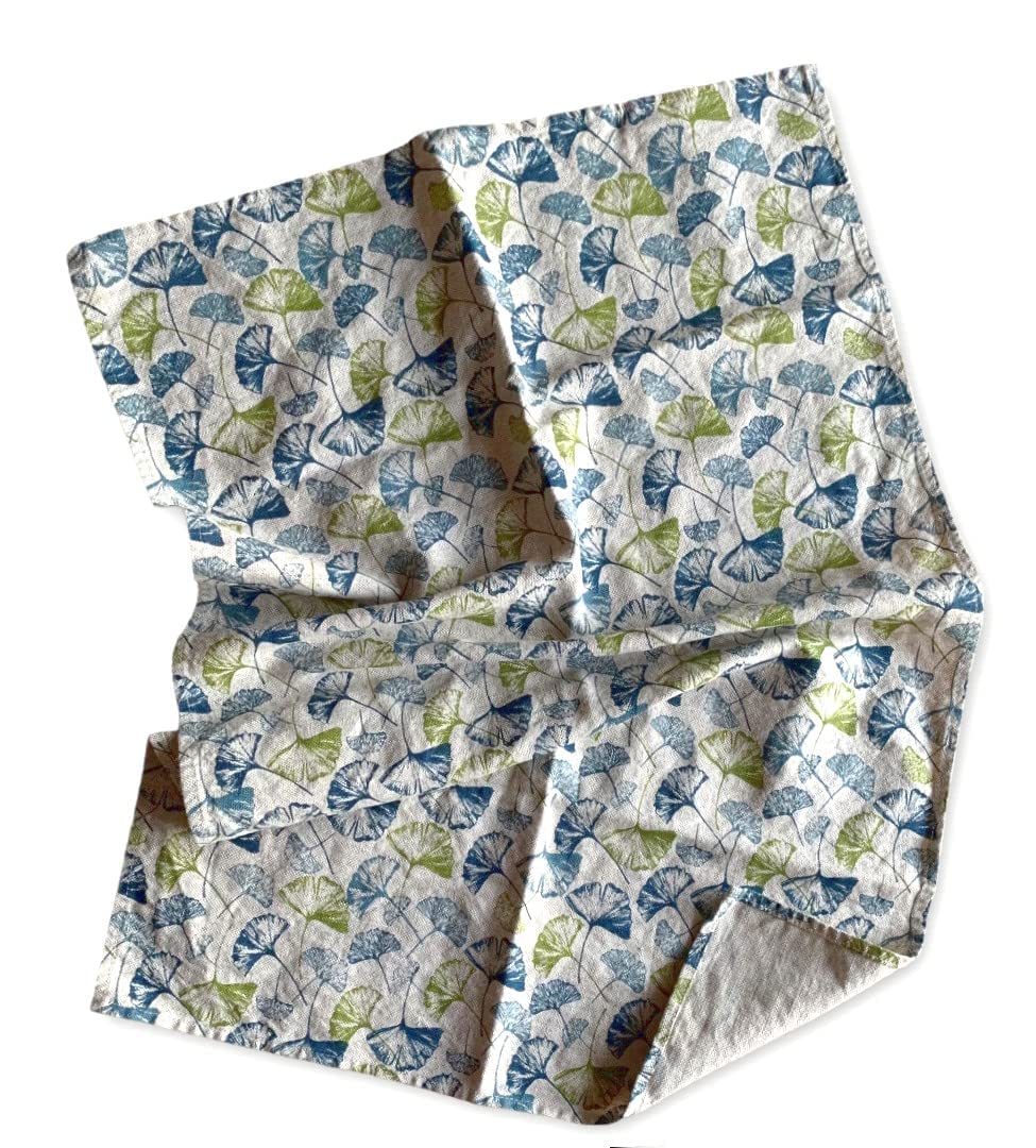 Set 2 Strofinacci JOWOLLINA In Lino E Cotone - Stampa Ginkgo Blu, 44x68cm - Foto 9