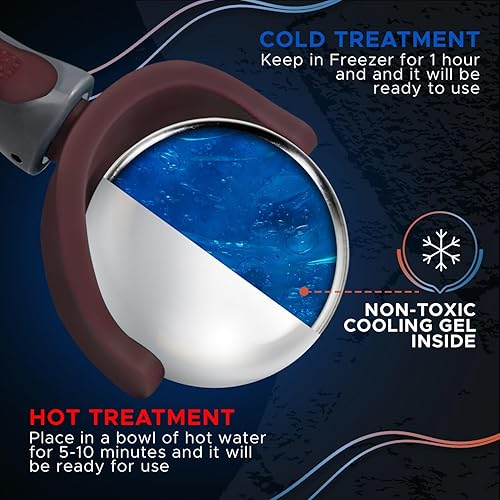 Miniatura 4 de PRIME Fitness Bola de rodillo de masaje frío  Terapia de frío  Bola de rodillo de hielo con mango  Cryo Stick  Alivia el dolor muscular (granate)