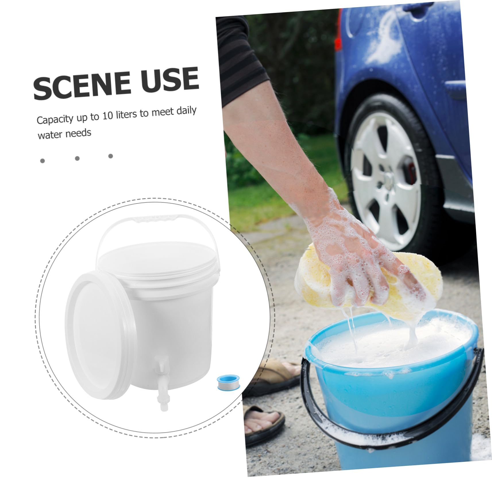 Réservoir d'eau De Camping 10 litres avec Robinet en Plastique Épais Blanc, Seau De Stockage Portable pour Plein Air, Randonnée Et Voyage, Accessoire Pratique pour Hydratation Extérieure