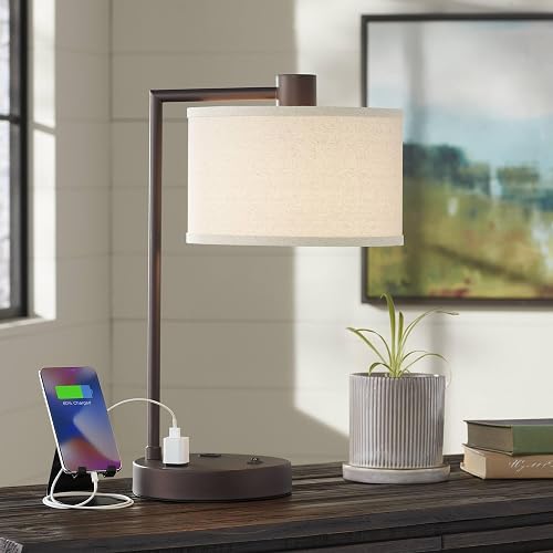 Colby 21" High Desk Lamp USB Bronze Brown Base Modern