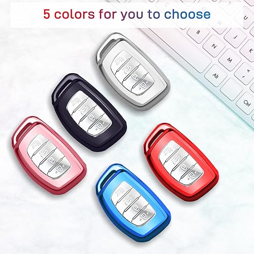 Miniatura 6 de QBUC Funda para llavero Hyundai Elantra, TPU suave de 360 grados, protector de llavero con llavero compatible con Hyundai Elantra Ioniq Sonata