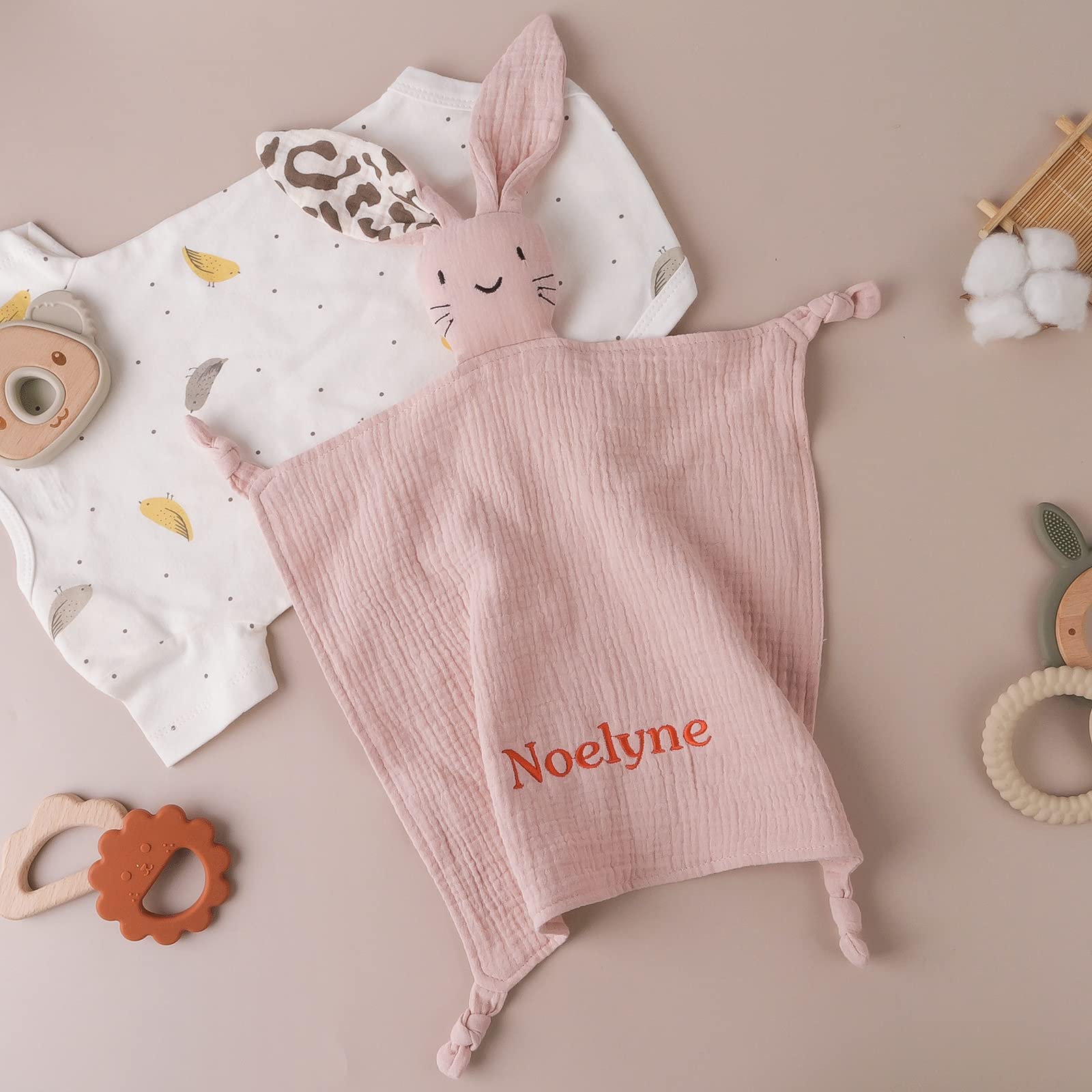 TYRY.HU Personalizado Manta de Seguridad para Bebe con Nombre Bordado Tela Manta de Copito Suave Regalos para Bebé(Rosa Pálido)