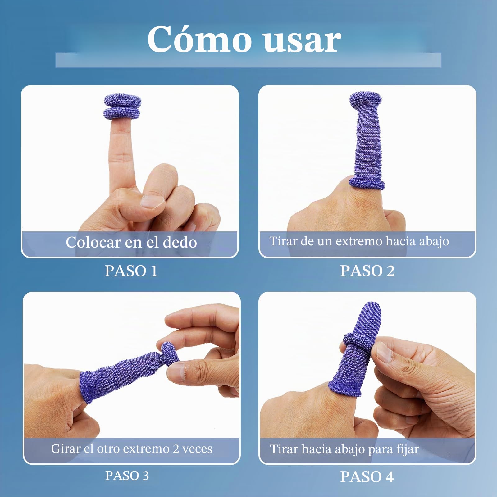 60 Piezas Vendaje De Dedo ApóSitos Para Dedos, Azul Venda Tubular Dedos Dediles Y Blanco Vendas Para El Pulgar, ProteccióN De Dedos En Lesiones, Vendas Tubulares Transpirables para Trabajo, Cocina