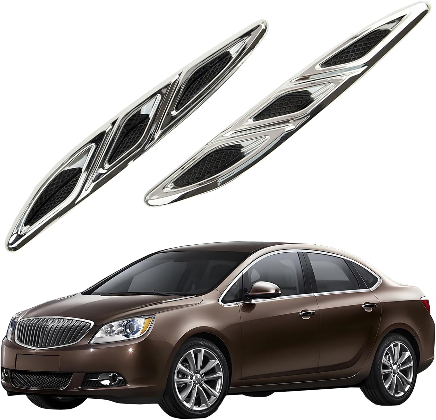 2PCS Black Front Hood Engine Vent Grille Molding Trim Left & Right Compatible with Buick Verano 2012-2016, Intake Scoop Turbo Bonnet Vent Hood Air Vent Trim Cover,OE 20811309 20811310 (Black)