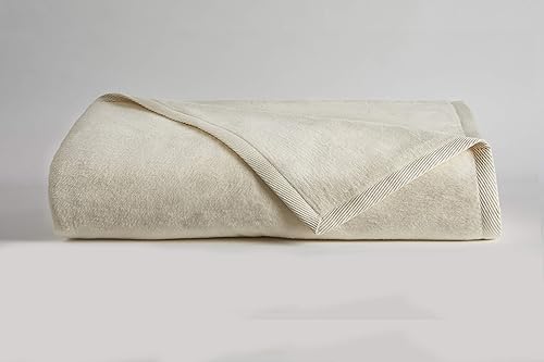 DownTown Company Abuela 100 algodón egipcio natural manta suave de cachemira importada de Portugal color crema tamaño king