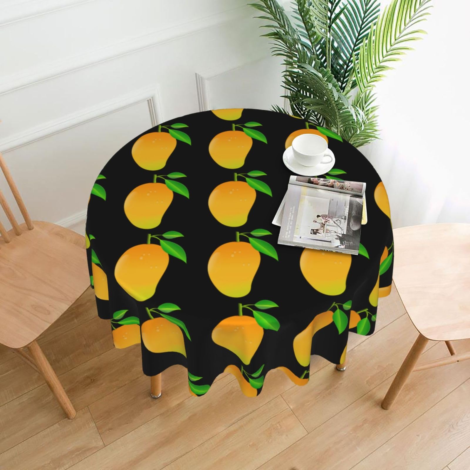 WHJSSF Mango Prints Round Decorative Tablecloth 60in - High-Grade Polyester Table Throw for Dining & Outdoor Parties