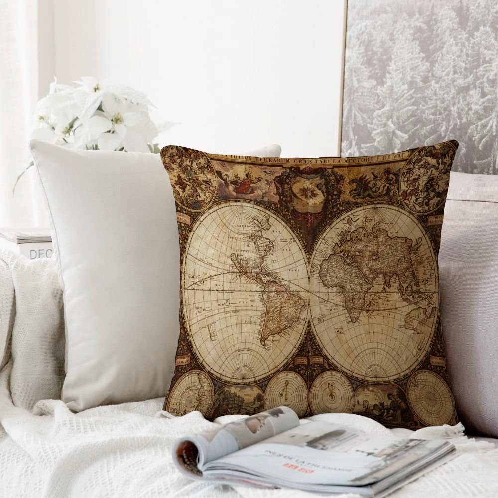 7COLORROOM Lot De 2 Housses De Coussin Carrées Vintage En Coton Et