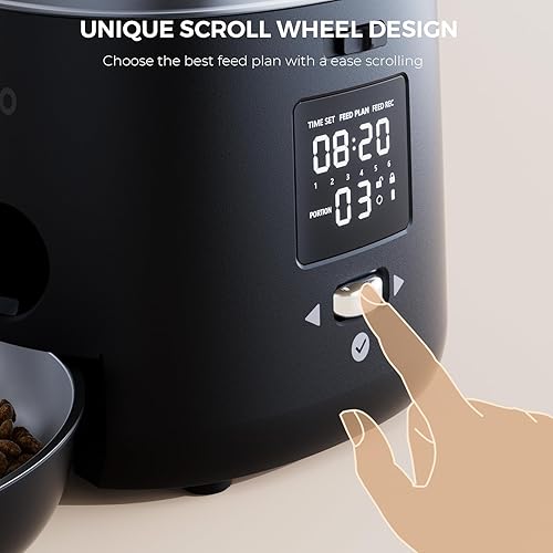 Miniatura 5 de Syvio Dispensador automático de comida para gatos, alimentador automático para gatos con doble fuente de alimentación, alimentador automático para