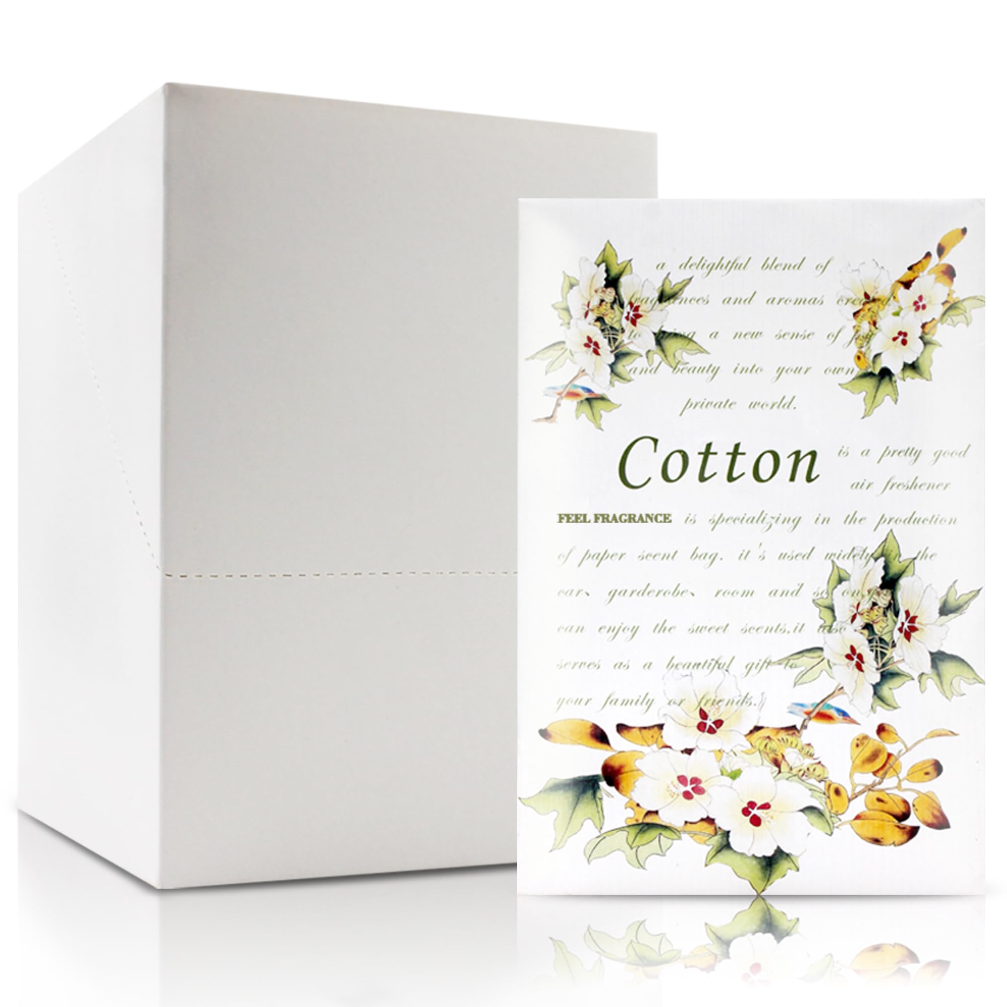 Feel Fragrance Scented Sachets for Drawer and Closet, Lot of 12 Pieces Inside. (Cotton)