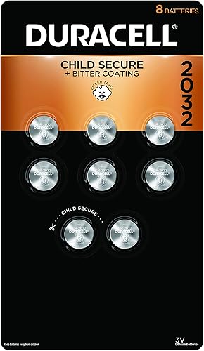 Duracell Batería de litio CR2032 de 3 V, características de seguridad para niños, paquete de 8 unidades, batería de litio para llavero, control