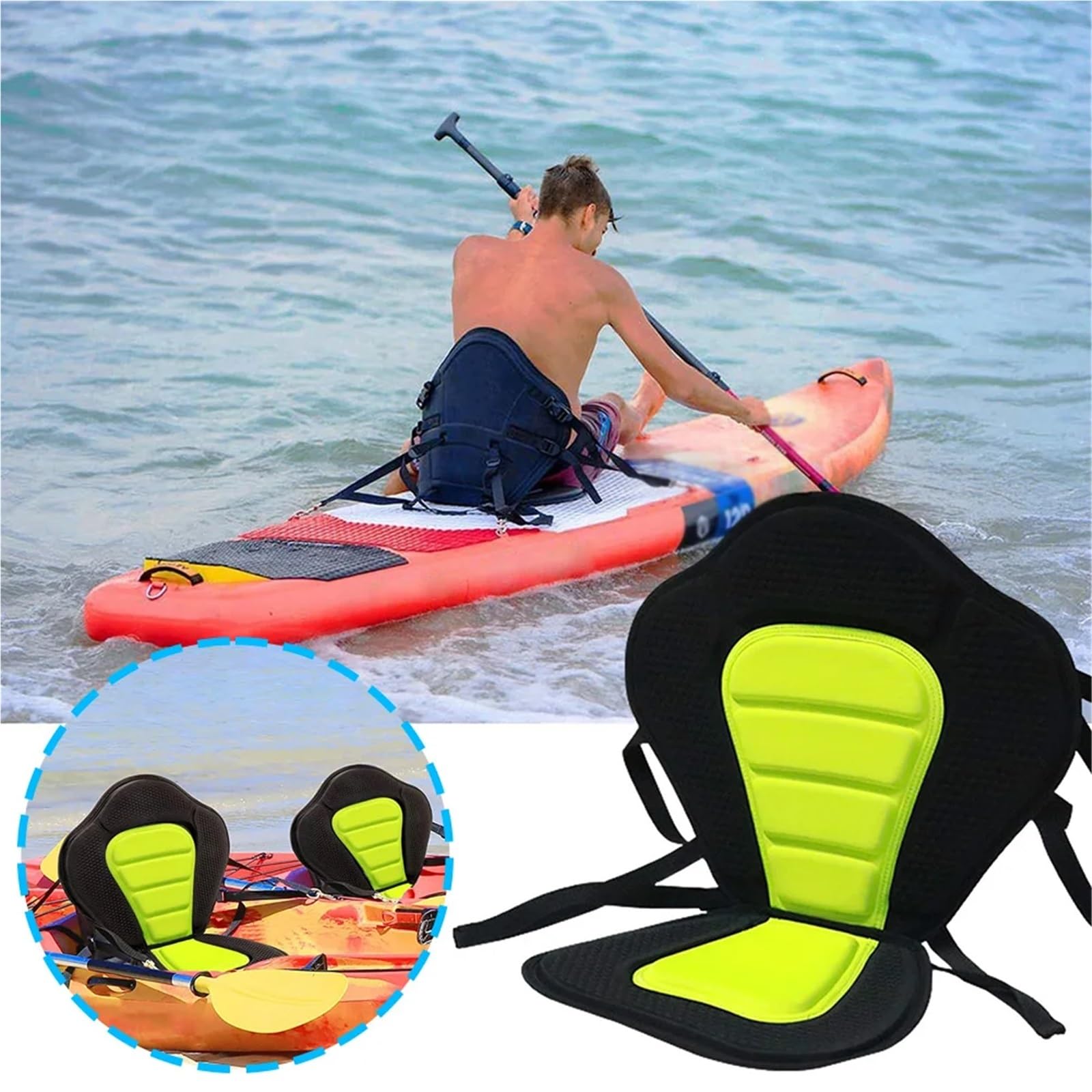 Bootssitz Paddle Board Sitz, Verstellbarer Stand Up Paddle Board Sitz, Gepolsterter Kanu-Rückenlehnensitz for Kajakfahren Kanufahren Rafting Angeln(Grey)