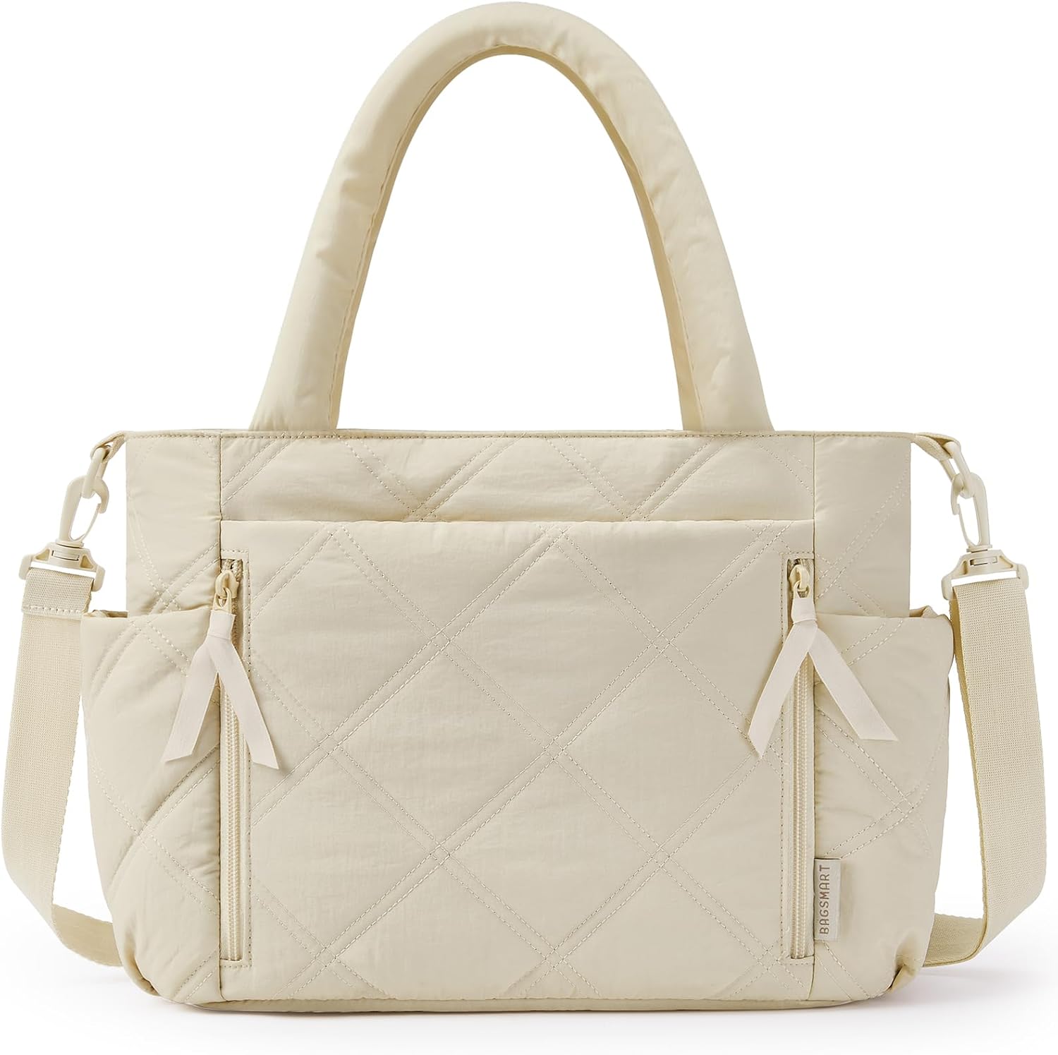 BAGSMART Tote Bag for Women, Puffer Tote Bag with Zipper, Shoulder Bag Handbag Quilted Tote Bag for Travel, Sport, Work