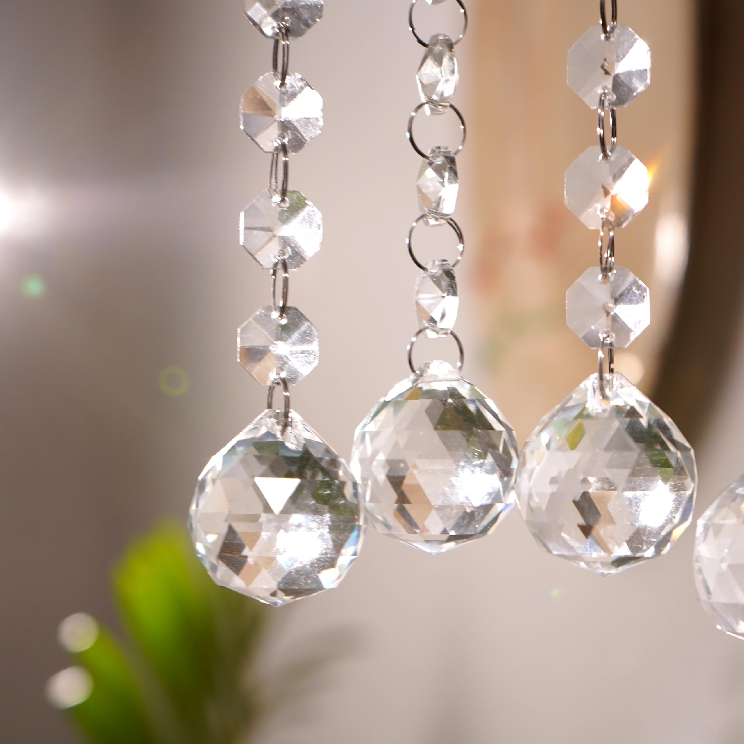 Indian-Shelf 10 Strand-10 Crystal Drop and 100 Beads Clear Chandelier Replacement Glass Christmas Ornaments Hangings for Centerpieces Wedding Party Tree Garlands Decorations Crystal Prisms Suncatchers-image-41