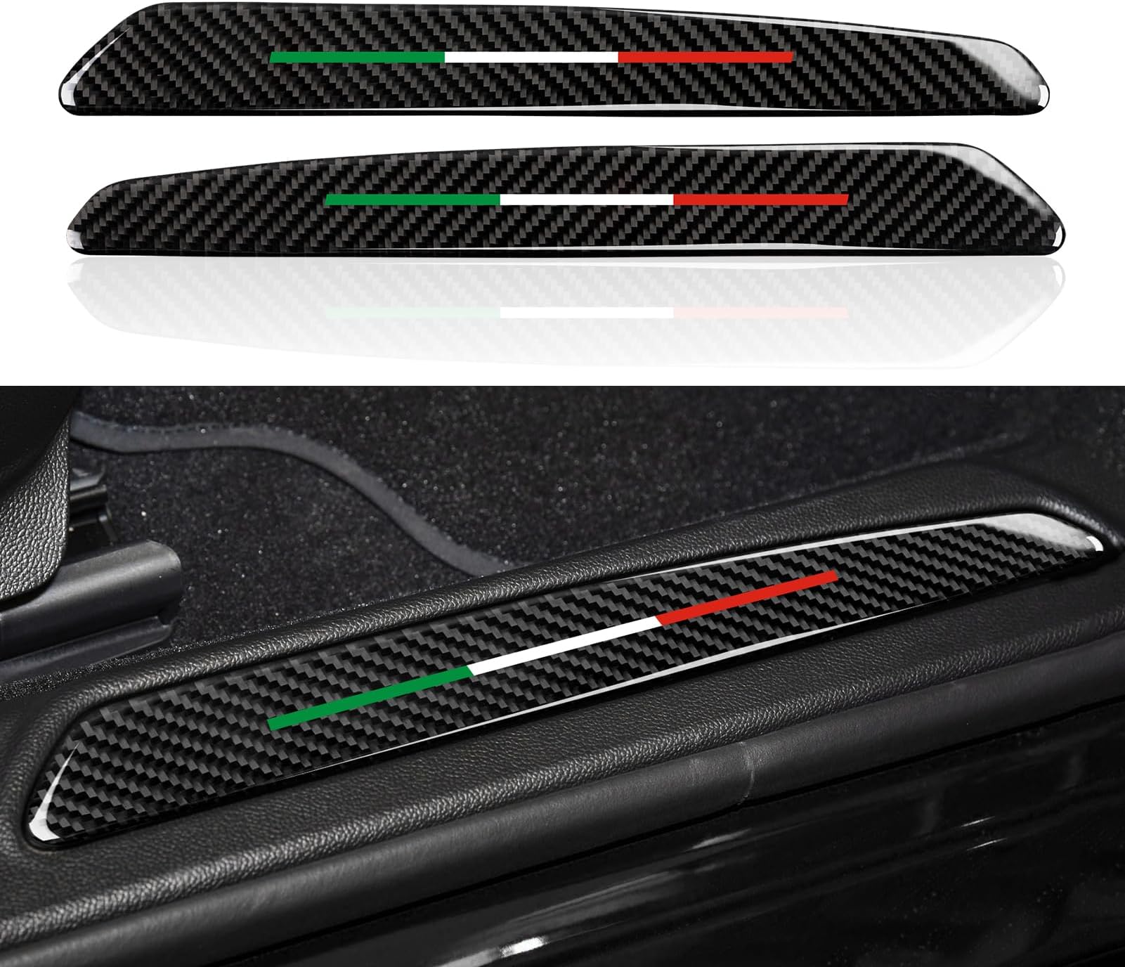 2PCS Car Threshold Protection Sticker Decals Trim Carbon Fiber Door Entry Guard Compatible with Alfa Romeo Giulia 2016-2026 Accessories - Stelvio NOT Fit