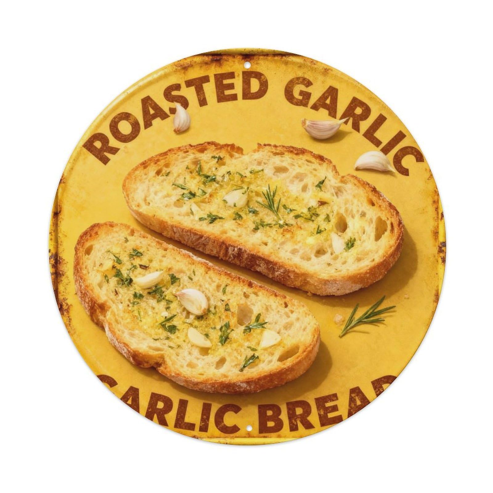 Roasted Garlic Bread Metal Tin Sign Plaque