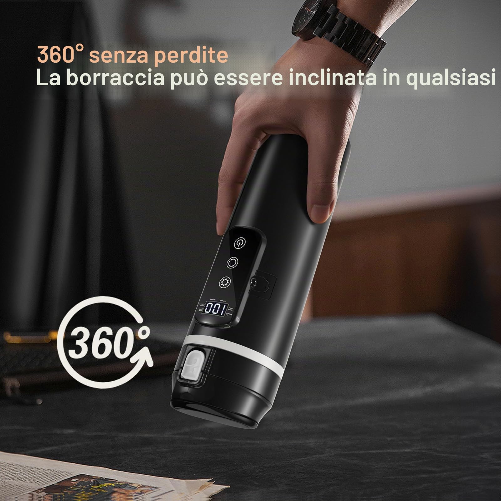 Bollitore elettrico per auto 24V/12V, tazza termica da viaggio da 500ml con display LCD della temperatura – Tazza elettrica per tè/caffè a prova di perdite per auto e camion, riscaldamento rapido fino