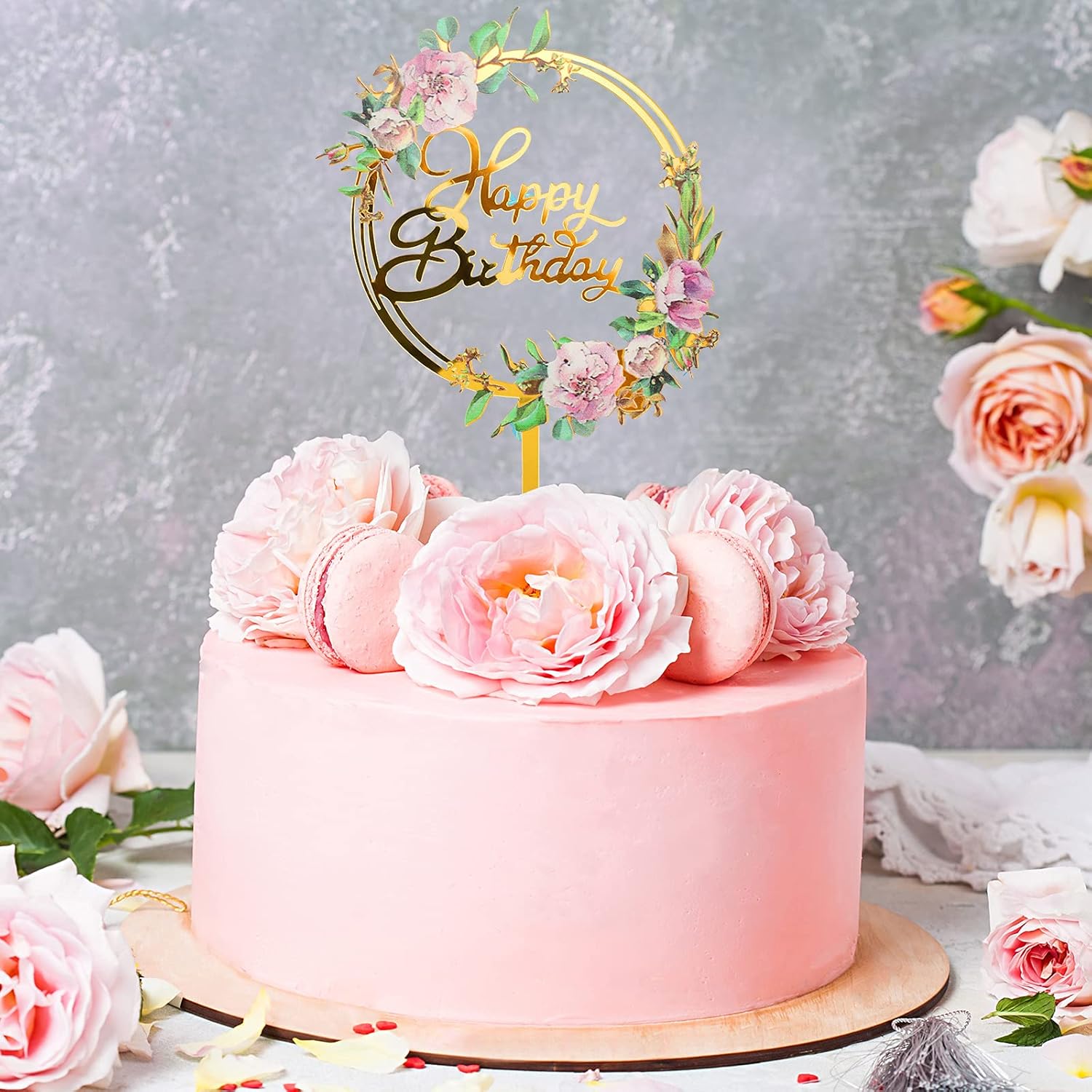 Buy 6 Pieces Happy Birthday Cake Toppers Gold Flower Acrylic Cake Toppers Acrylic Cupcake Topper For Various Birthday Party Anniversary Cake Pastries Decorations Online In Turkey B094jfrj7q