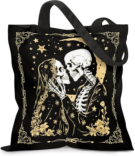 Miniatura 12 de Bolsa de lona estética para mujer, con cierre magnético a presión y bolsillo interior con cremallera, bolsa reutilizable Chica