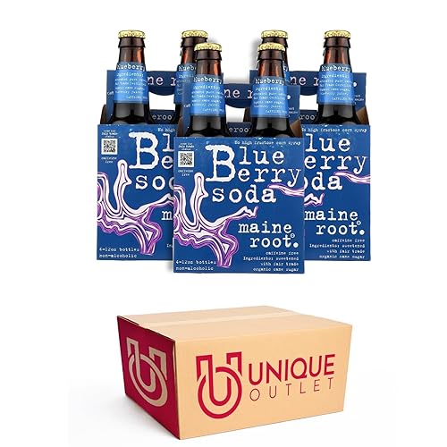 Maine Root - Paquete de 12 botellas de vidrio de 12 onzas líquidas de soda artesanal de arándanos, 100% caña de azúcar orgánica con certificación de