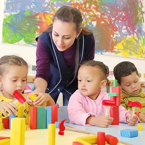 Miniatura 10 de Martillo de juguete de simulación, martillos de madera, pequeño martillo de garra de plástico para niños, herramientas de mantenimiento portátiles,