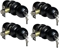 Vista 10 de BESTTEN Pomo de puerta de entrada con llave, cerradura de puerta de entrada, bola estándar, todo de metal, negro mate