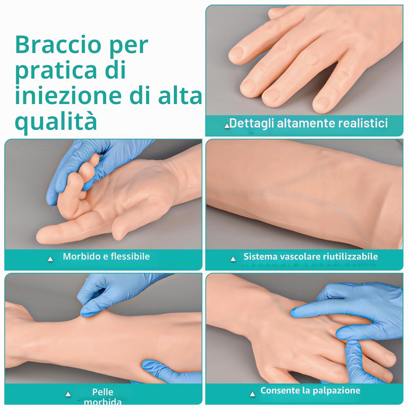 Kit per Pratica Endovenosa con Braccio per Studenti Infermieristici, Kit per Pratica di Flebotomia Senza Lattice con Custodia Portatile (Solo per uso Didattico)