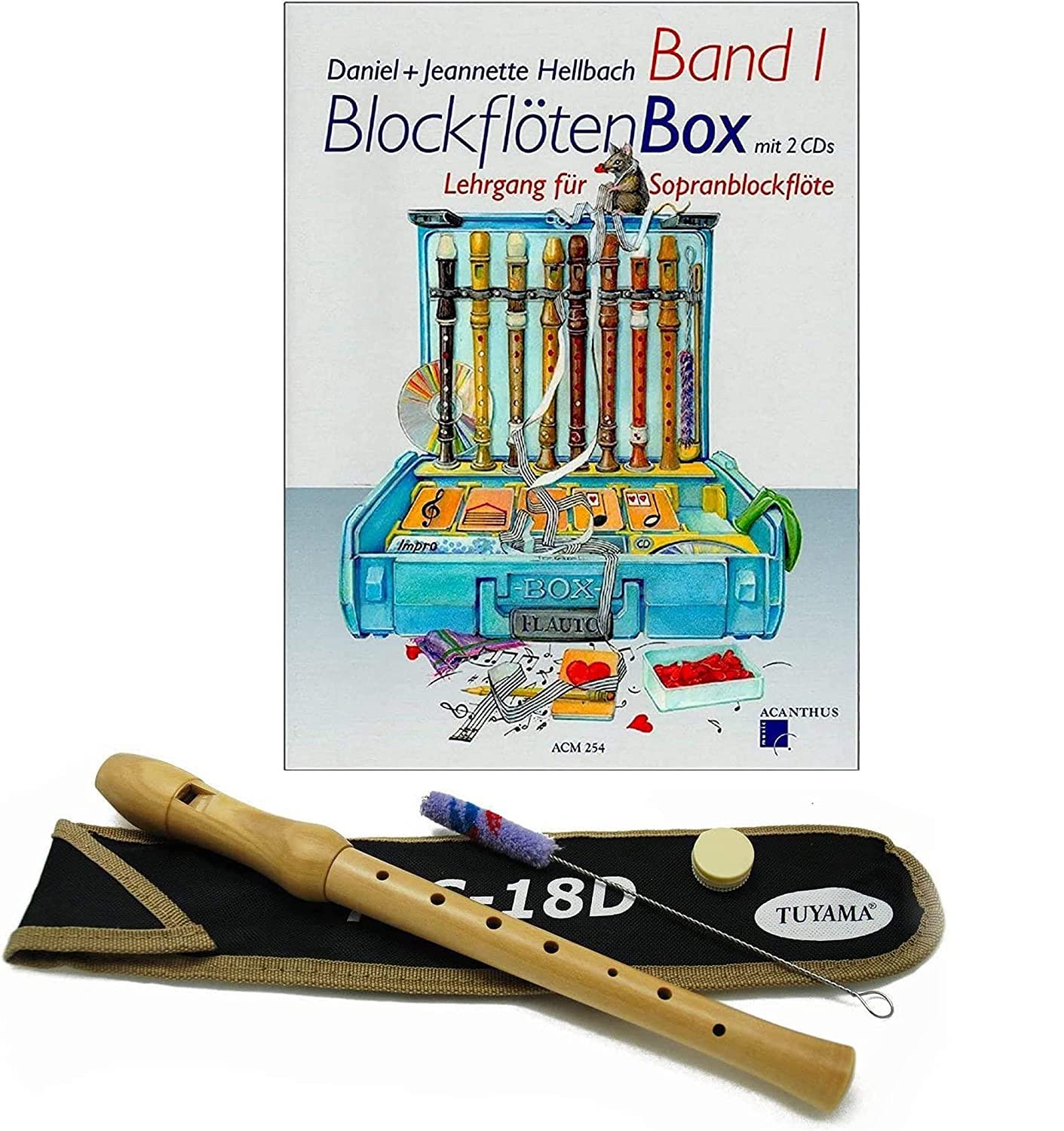 TFS-18D Sopranblockflöte und Blockflötenbox Band 1 mit 2 CDs - Sopranblockflötenlehrgang für Kinder von Daniel Hellbach ISBN: 9990000484201