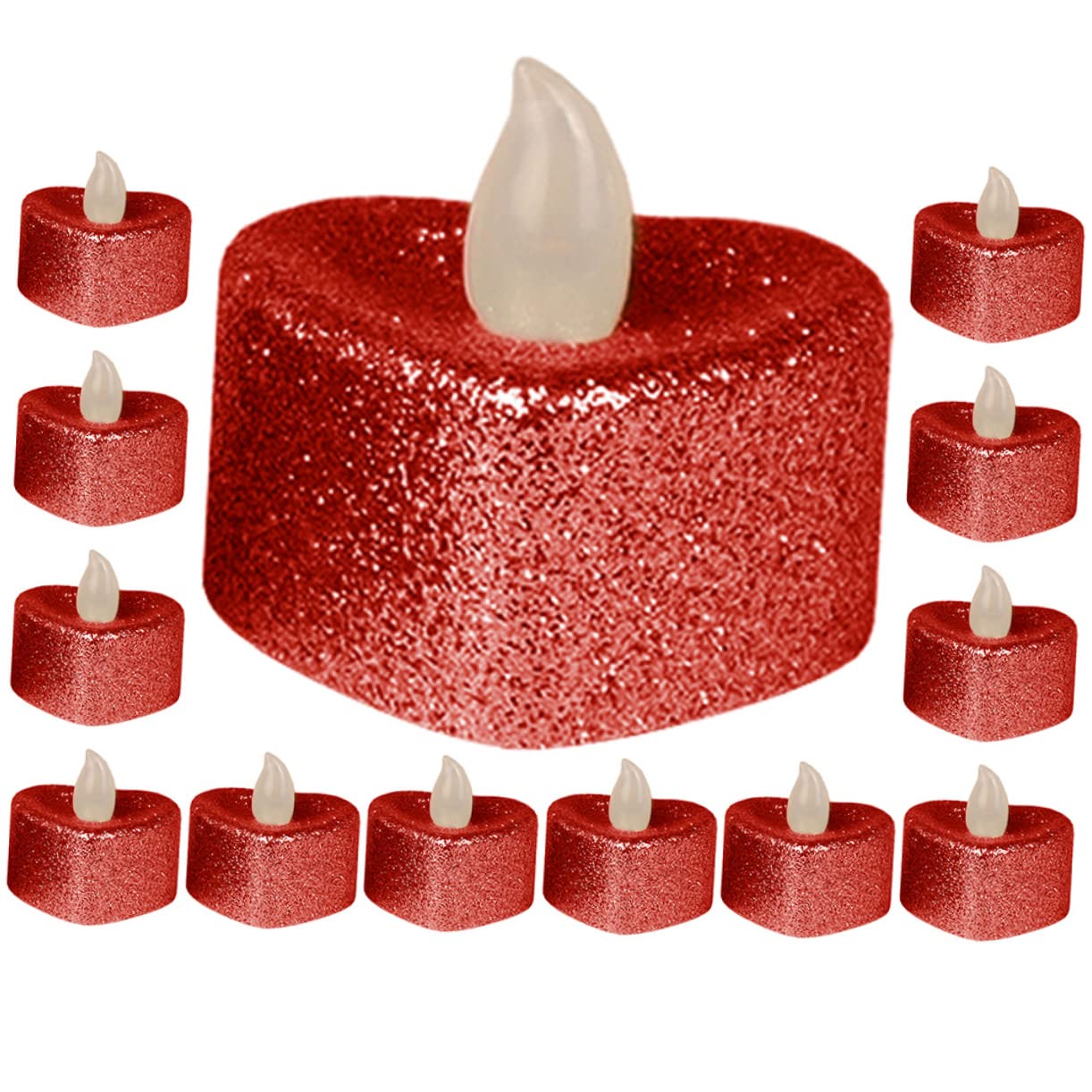 Veemoon 24pcs Heart Shaped Led Candle Lights Battery Operated Electric Tea Light Lamps Romantic Home Decor for Weddings Anniversaries and Valentine Day Flameless
