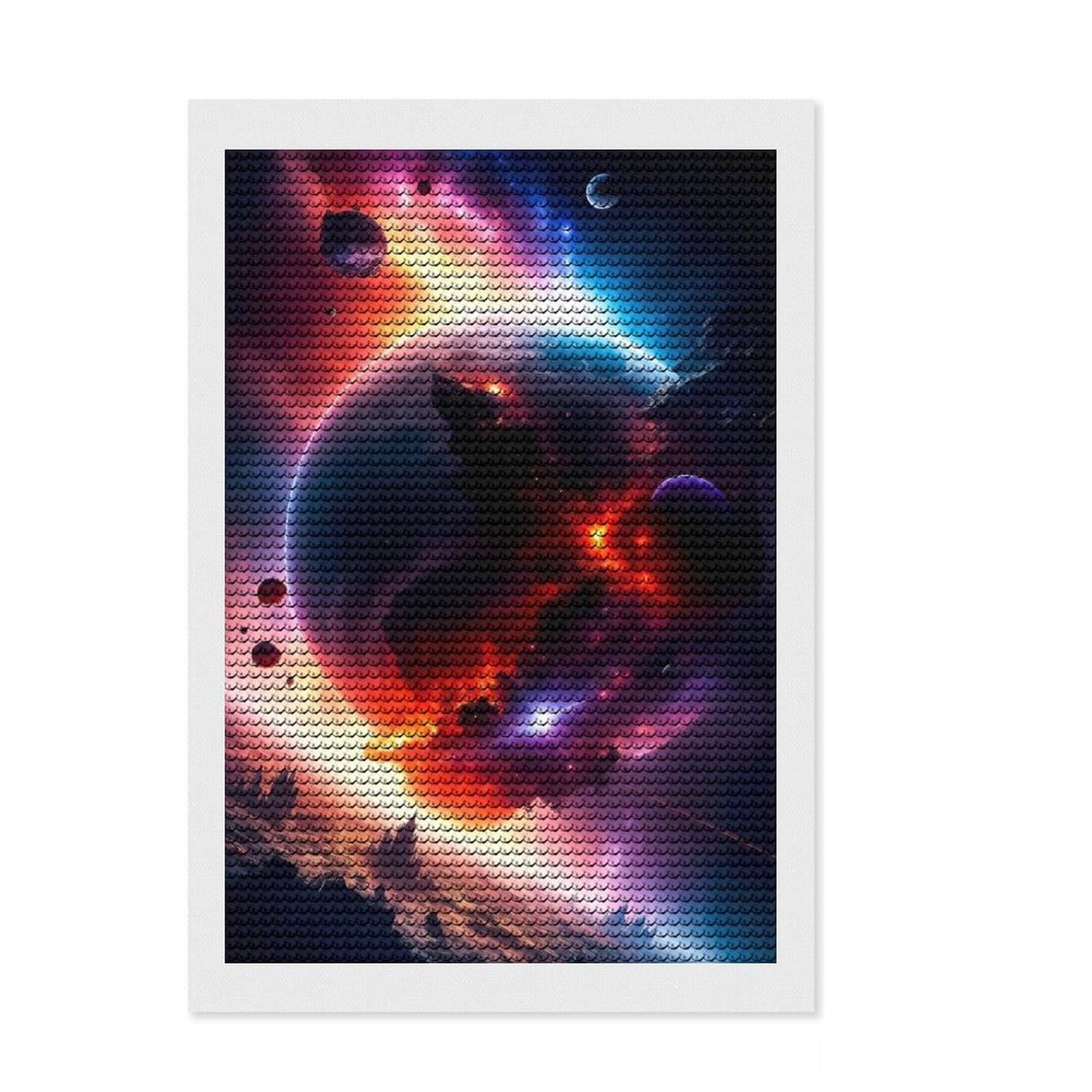 Junmoney Planet Hunters Full Drill Diamond Painting Kit 8"x12", Enjoyable At-Home Hobby, Creative Leisure Activity, Cosy Home Accent