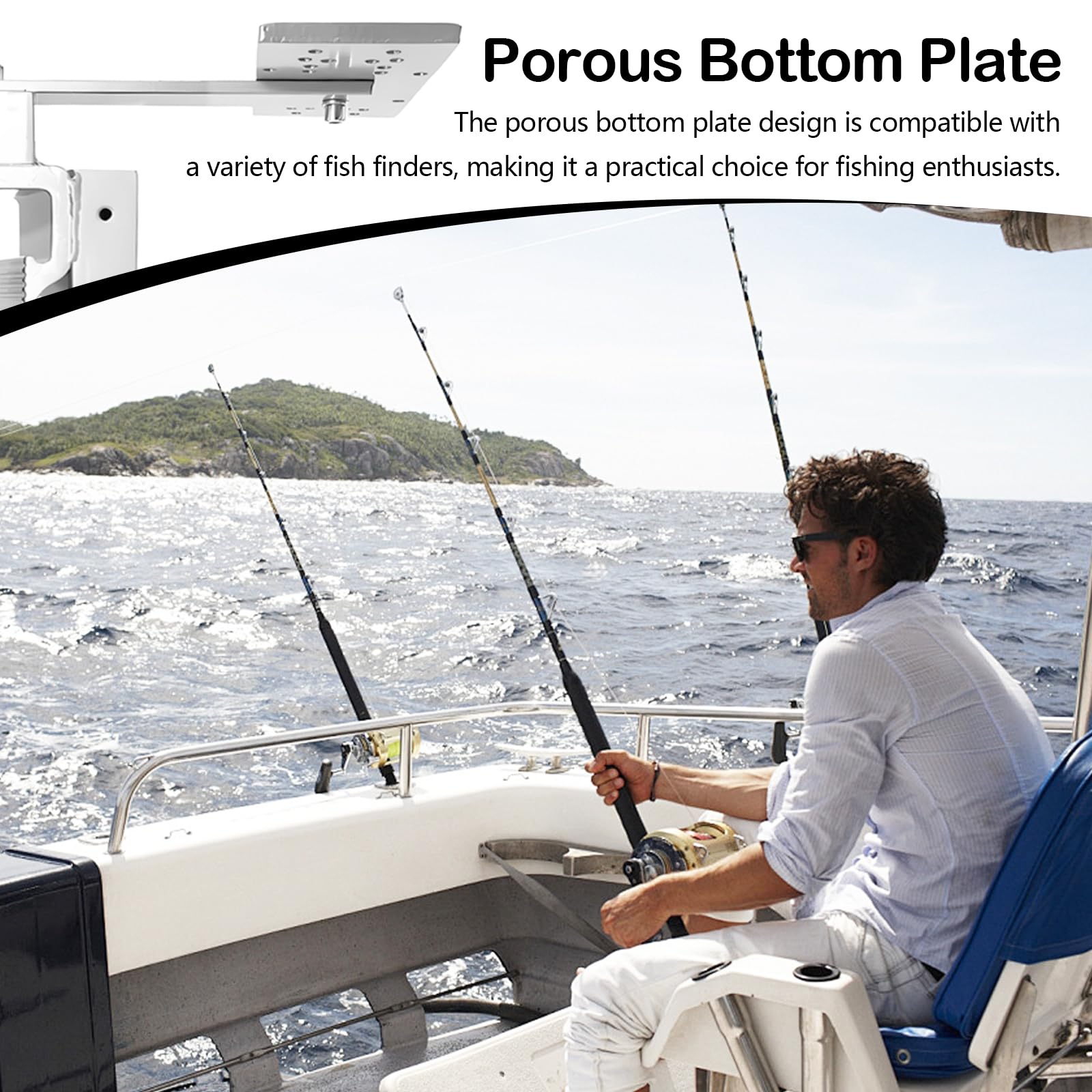 Soporte para Sonda de Pesca, Soporte de Aluminio Giratorio 360° Resistente a la Corrosión, Altura 36-59cm