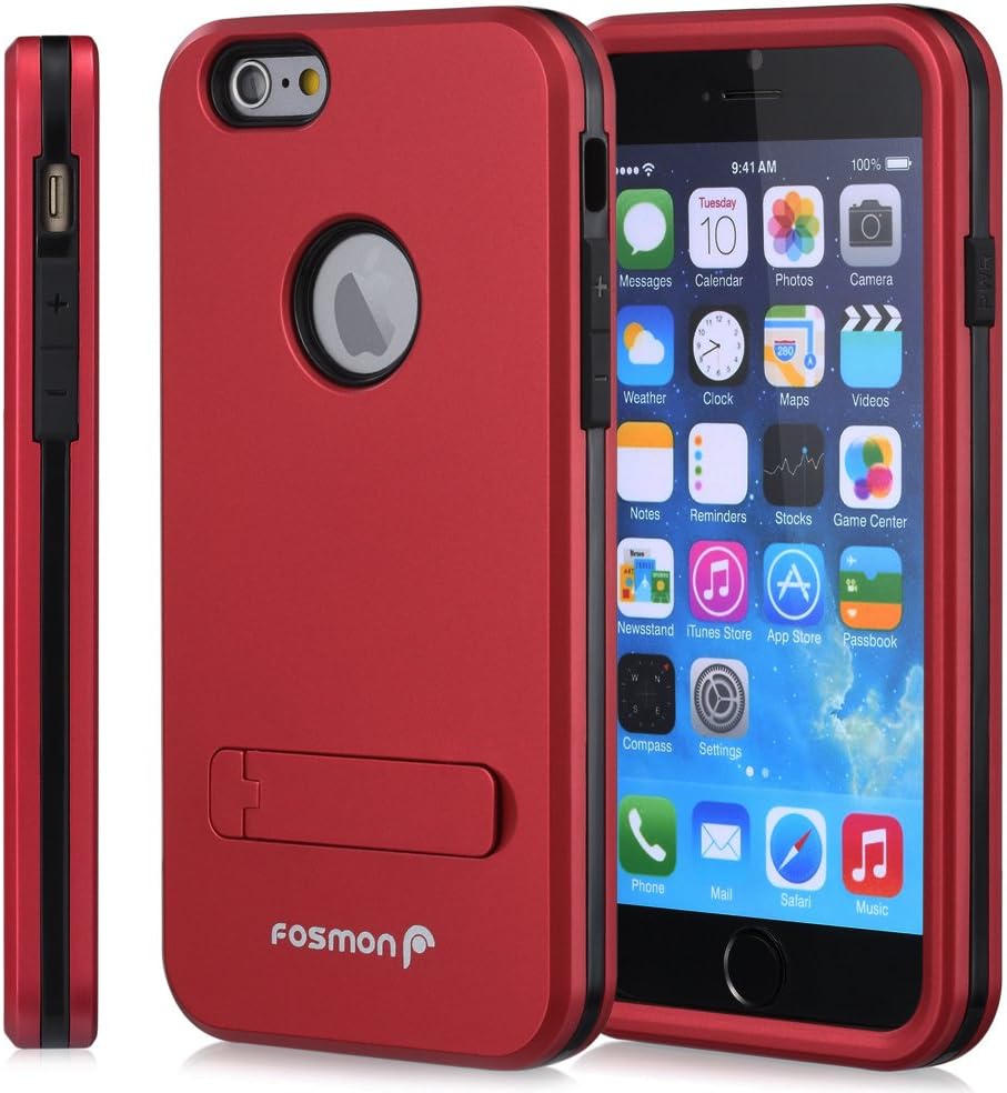 Apple iPhone 6/6s (4.7") Case - HYBO-ARMOR Hybrid Dual Layer Case Cover with Kick Stand for iPhone 6/6s (4.7") (Red)