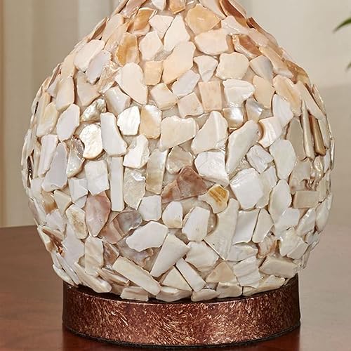 Miniatura 5 de Touch of Class Theia II - Lámpara de mesa de madreperla con parte inferior de mosaico, marfil, blanco, beige, lámparas temáticas de estilo costero