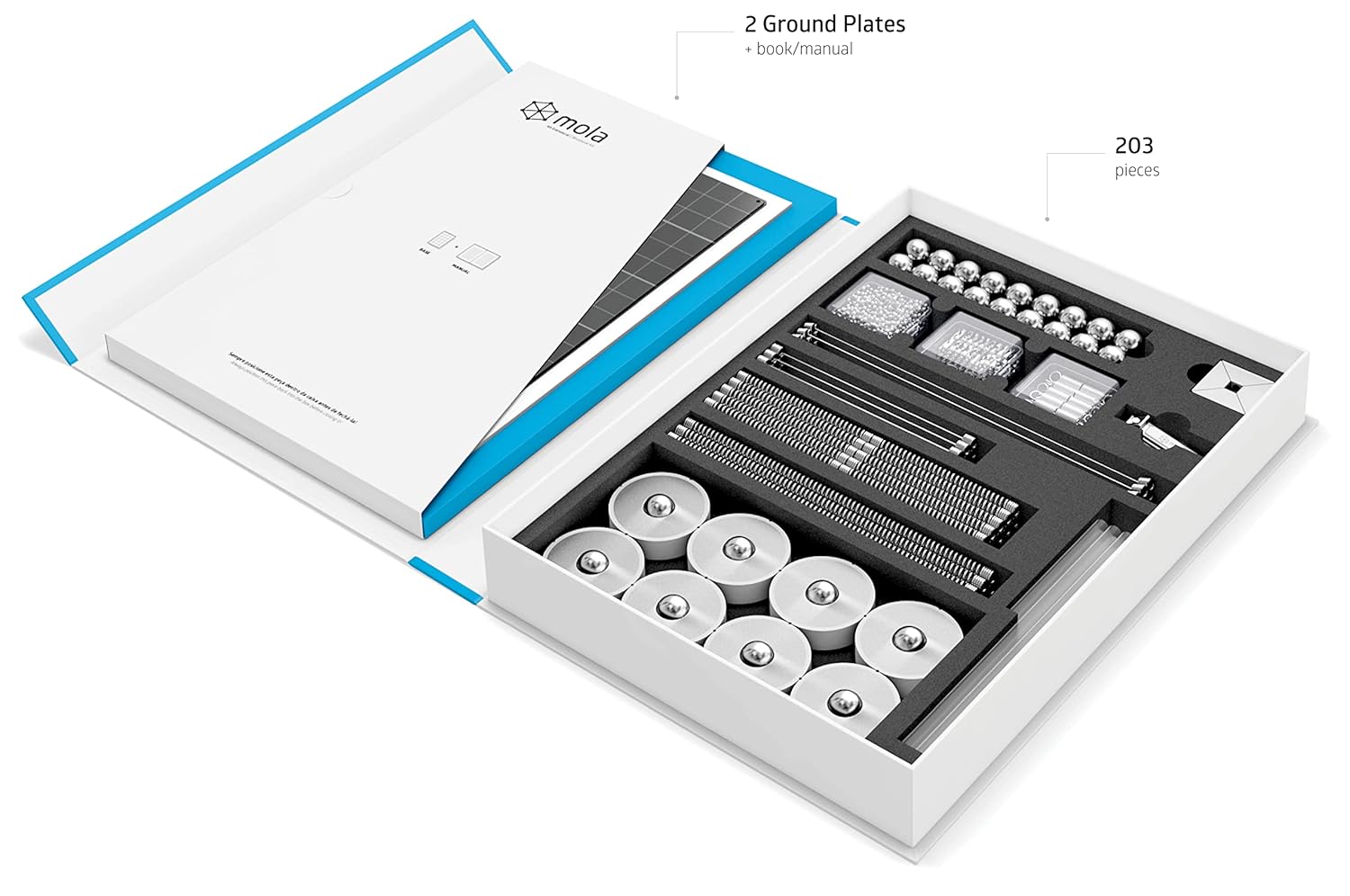 Mola Structural Kit 3 | Magnetic Modular Kit for Engineering and Architecture Education | 205 Pieces + Practical Guide